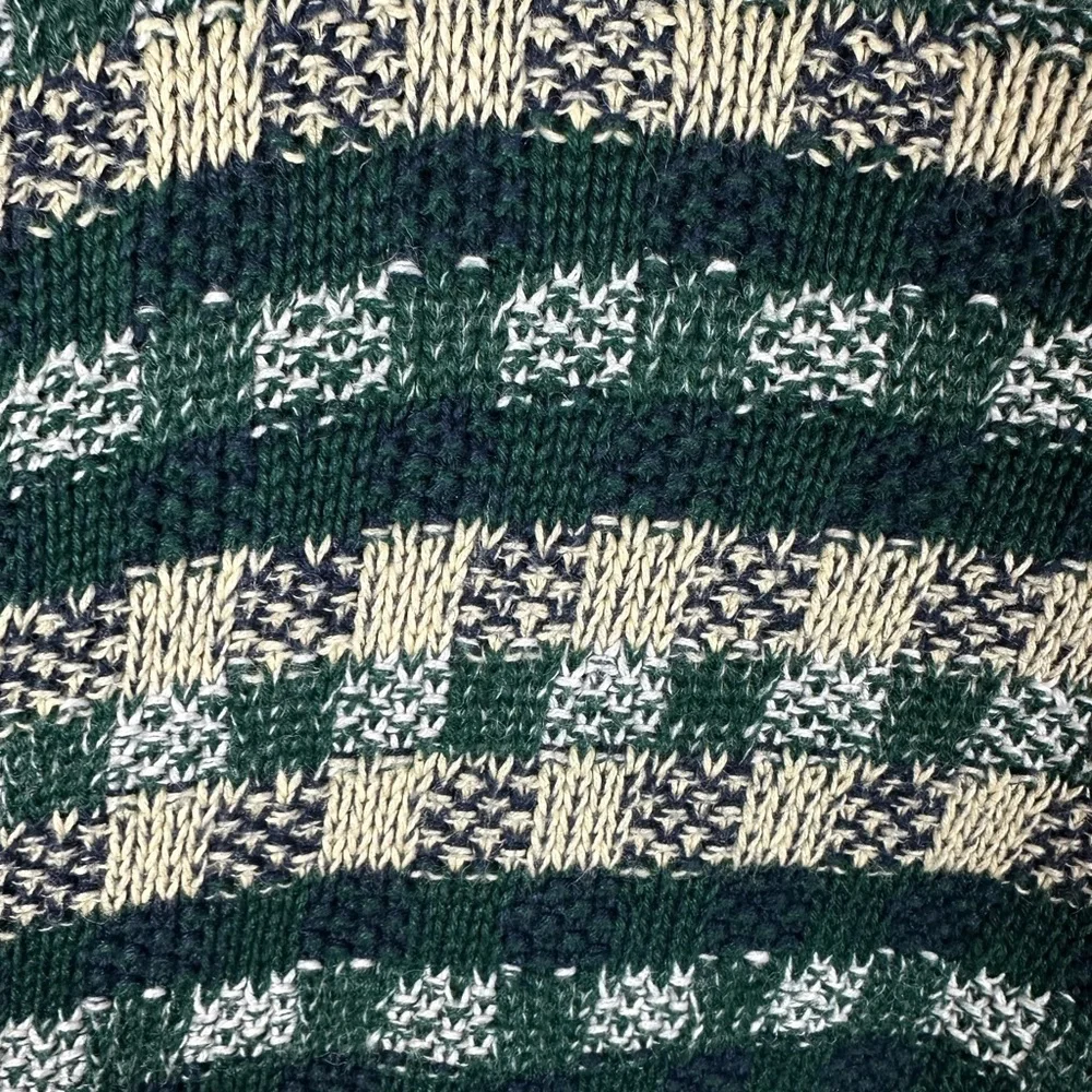 Vintage 90s Hill & Archer Grandpa Basketweave Knit Sweater size XL